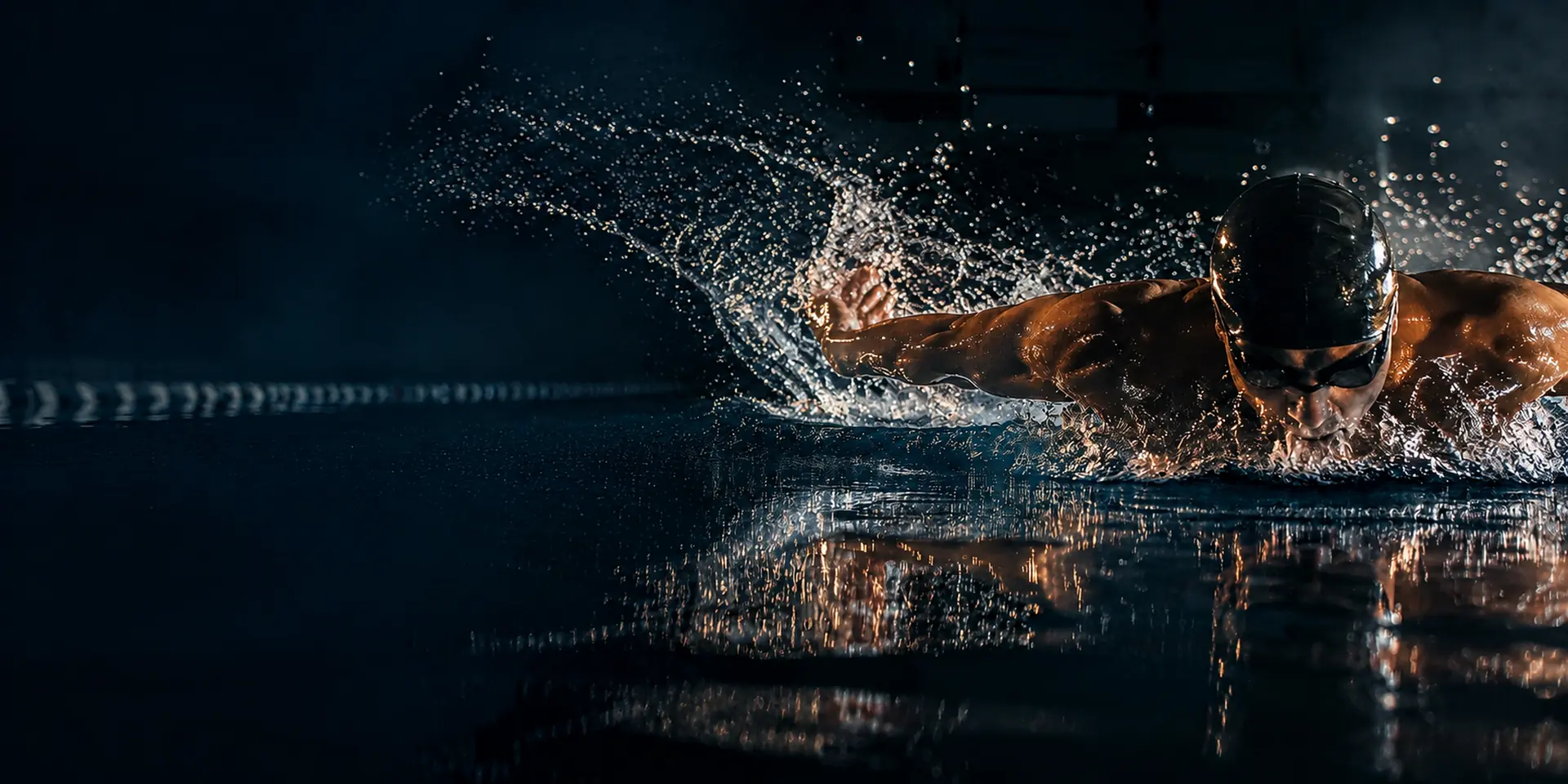 Elite swimmer driving through the water